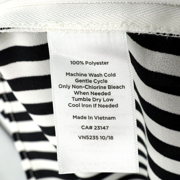 Talbots Top Small Womens Black White Stripe Blouse Side Zip Faux Wrap Pullover - Picture 13 of 13